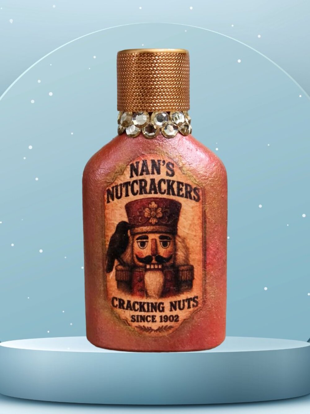 Christmas Nutcracker Decorative Bottle, Metallic Red & Copper